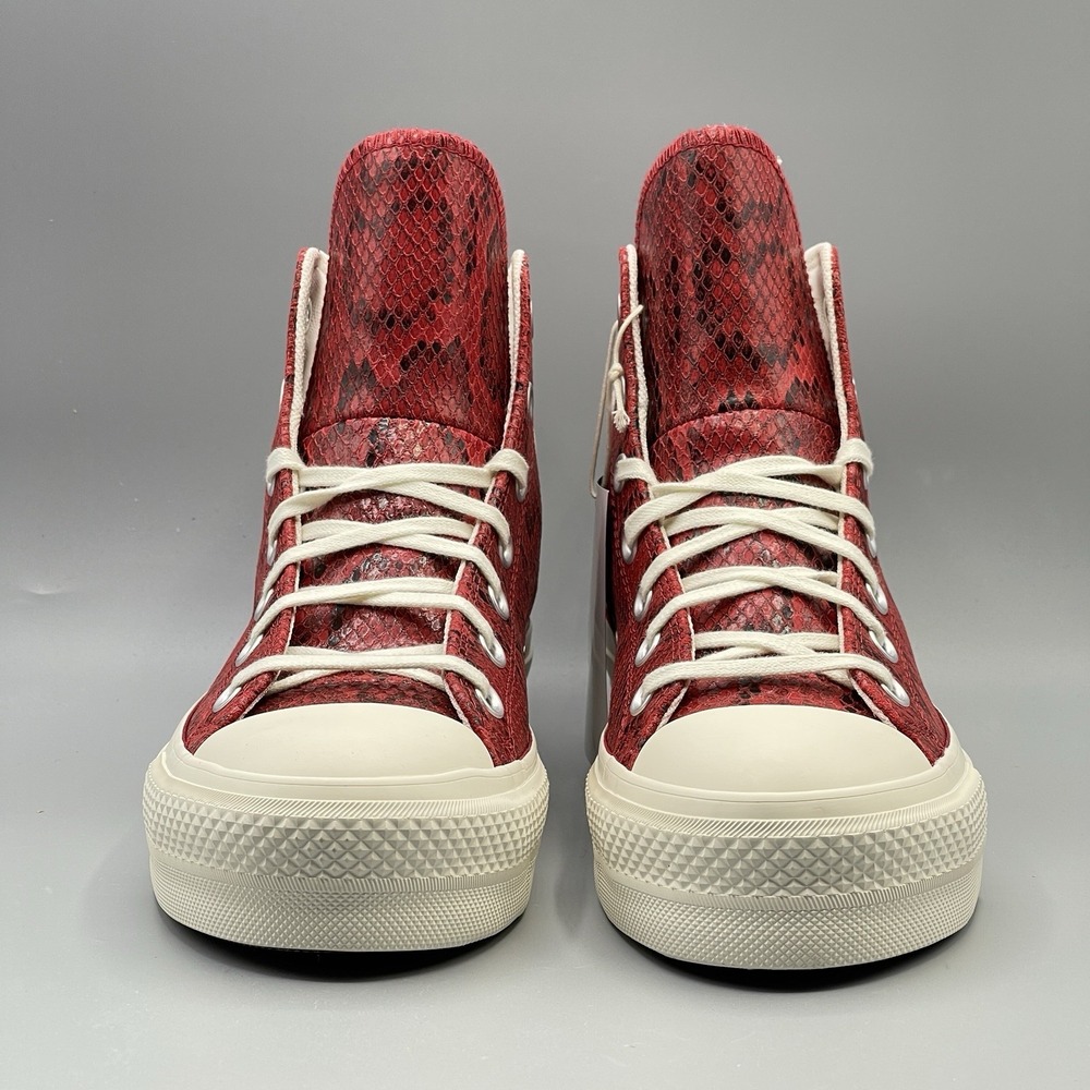 Converse Women's 6.5 Red Sneakers Hi Leather Platform Snakeskin A13392C Festive - Picture 4 of 13